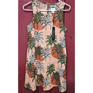 NEW Nicole Miller New York palm trees sleeveless pockets linen sundress. Size XS
